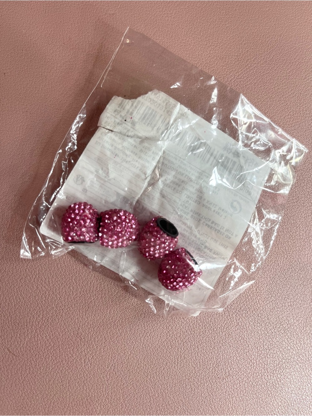 Pink Rhinestone Tire Valve Stem Caps - Picture 2 of 5